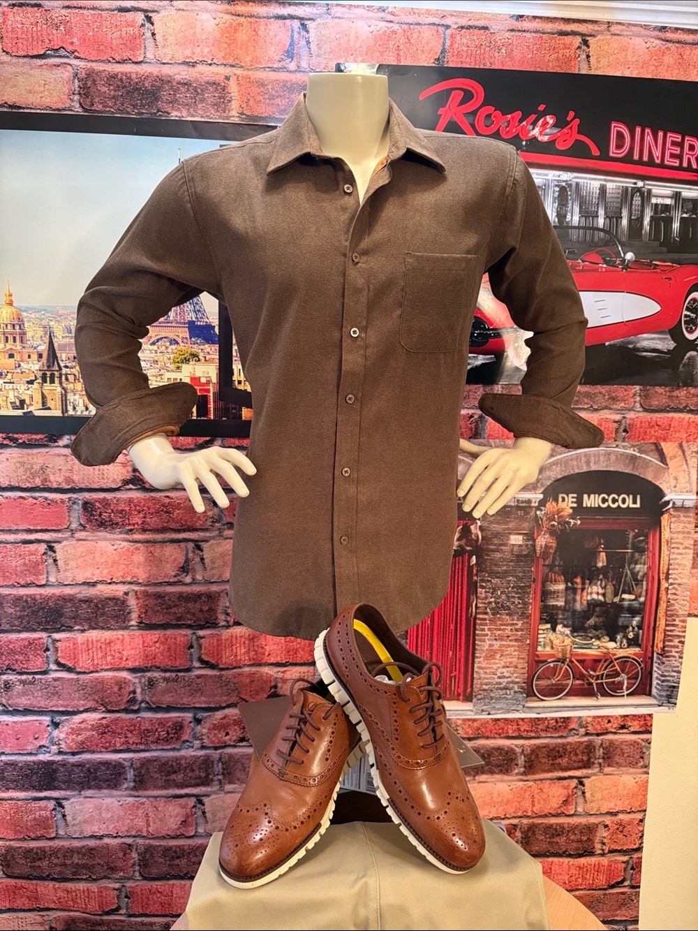 Haggar Sueded Luxe Shirt in Mauve Brown